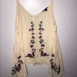 American Eagle, white embroidered blouse, medium